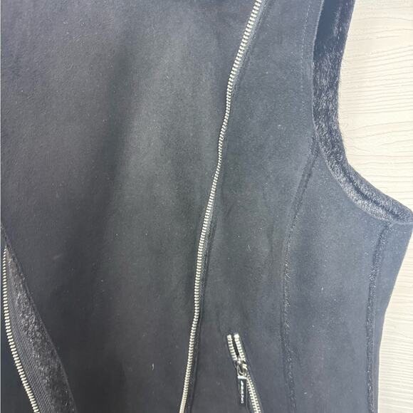 Michael Kors Zipper Faux Fur Suede Black Vest Plus Size 8 Retail $325 - Picture 8 of 9